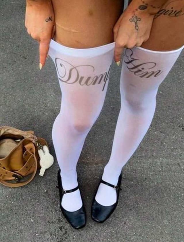 Y2K street style sheer thigh high socks